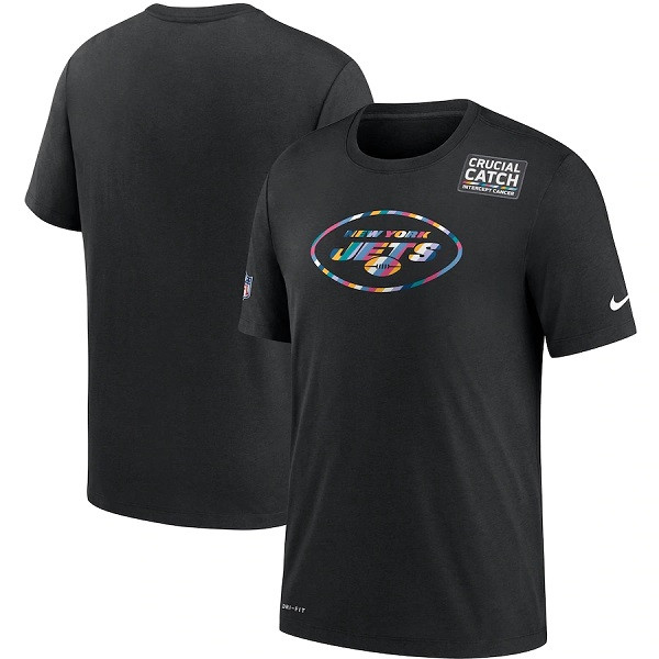 New York Jets 2020 Black Sideline Crucial Catch Performance NFL T-Shirt (All Size) - Click Image to Close